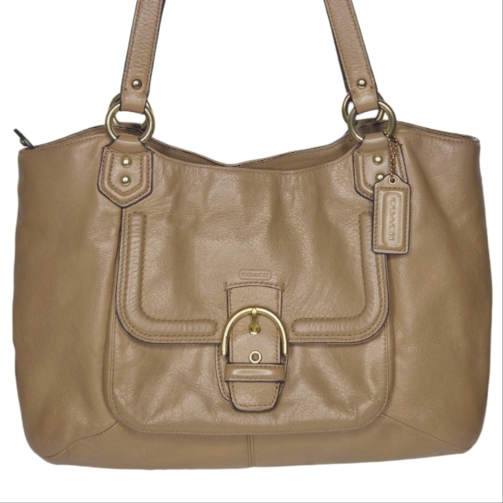 Coach F24961 Campbell Belle Carryall Tan Leather Tote Bag Authentic - Picture 3 of 16